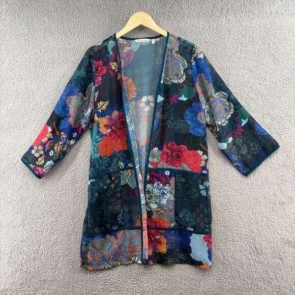 Soft Surroundings sheer patchwork floral kimono women's medium lightweight layer - Picture 1 of 11
